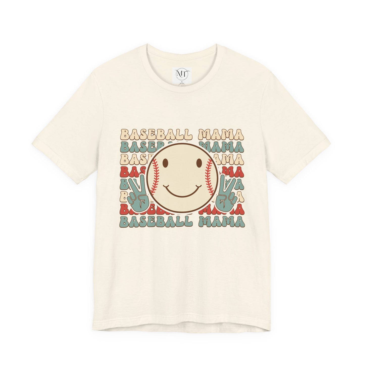 Baseball Mama Tee — Retro Smiley Baseball Mom Shirt